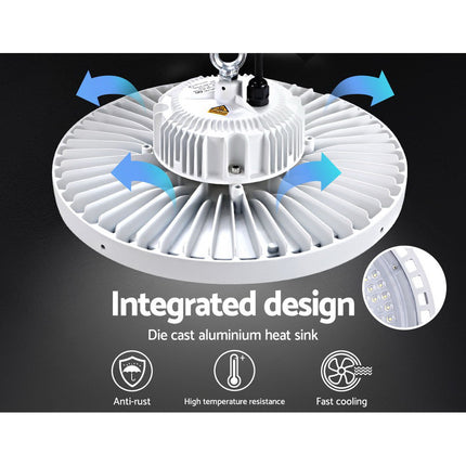 Leier LED High Bay Lights 200W UFO Industrial Shed Warehouse Factory Lamp White.