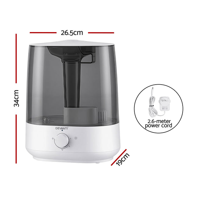 Devanti Ultrasonic Humidifier Aroma Diffuser Top Fill Quiet Bedroom 6L.