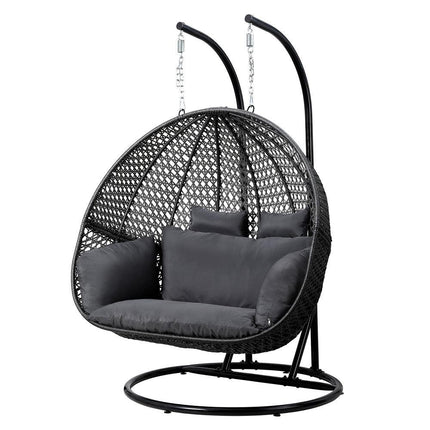 Gardeon Outdoor Swing Chair Hanging Rattan Patio Furniture Pod Stand Cushion 2 Seater.