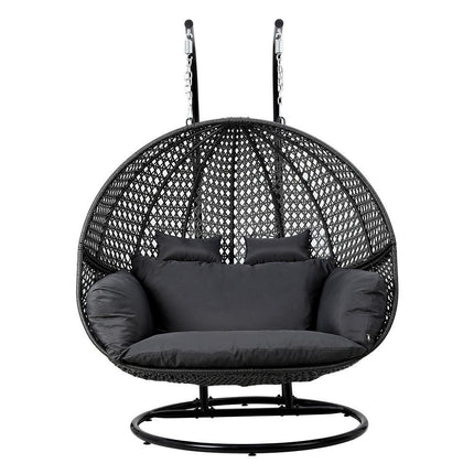 Gardeon Outdoor Swing Chair Hanging Rattan Patio Furniture Pod Stand Cushion 2 Seater.