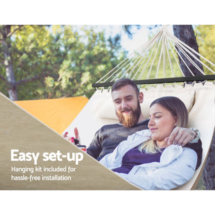 Gardeon Hammock Bed Outdoor Camping Portable Hanging Chair 2 Person Piillow.