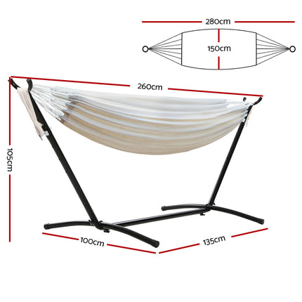 Gardeon Hammock Bed Camping Chair Outdoor Lounge Single Cotton with Stand.