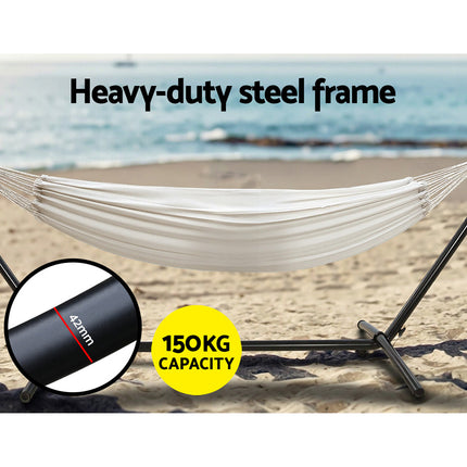 Gardeon Hammock Bed Camping Chair Outdoor Lounge Single Cotton with Stand.