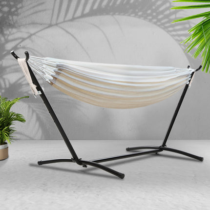 Gardeon Hammock Bed Camping Chair Outdoor Lounge Single Cotton with Stand.