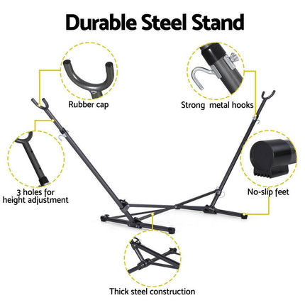 Gardeon Hammock Bed Stand Steel Frame Outdoor Indoor.