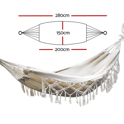 Gardeon Hammock Bed Rope Tassel Outdoor Hammocks Chair Camping.