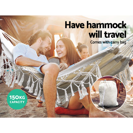 Gardeon Hammock Bed Rope Tassel Outdoor Hammocks Chair Camping.