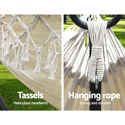 Gardeon Hammock Bed Rope Tassel Outdoor Hammocks Chair Camping.