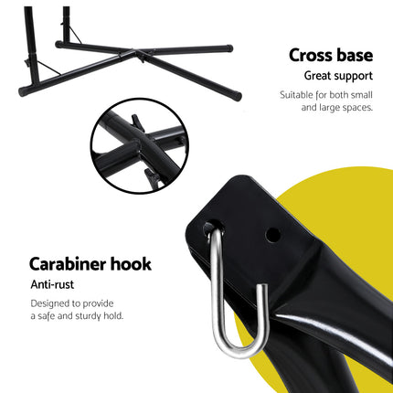 Gardeon Hammock Chair with Steel Stand Armrest Outdoor Hanging Cream.