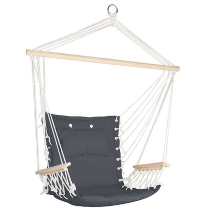Gardeon Hammock Chair Hanging with Armrest Camping Hammocks Grey.