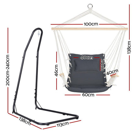 Gardeon Hammock Chair with Heavy Duty Steel Stand.