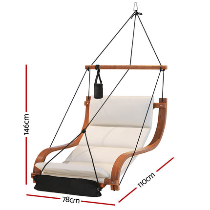 Gardeon Hammock Chair Wooden Hanging Indoor Outdoor Lounge Patio.