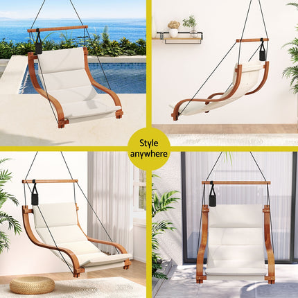 Gardeon Hammock Chair Wooden Hanging Indoor Outdoor Lounge Patio.