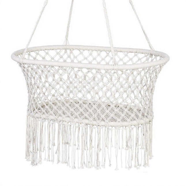 Gardeon Hammock Chair Cotton Swing Chair Outdoor Indoor Cream.