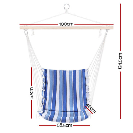 Gardeon Hammock Chair Swing Camping Mesh Cream.