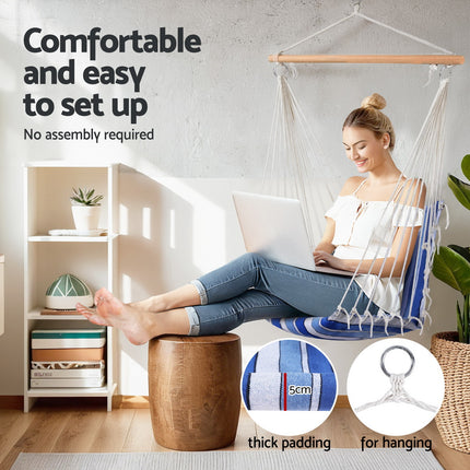 Gardeon Hammock Chair Swing Camping Mesh Cream.