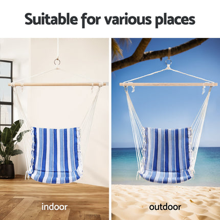 Gardeon Hammock Chair Swing Camping Mesh Cream.