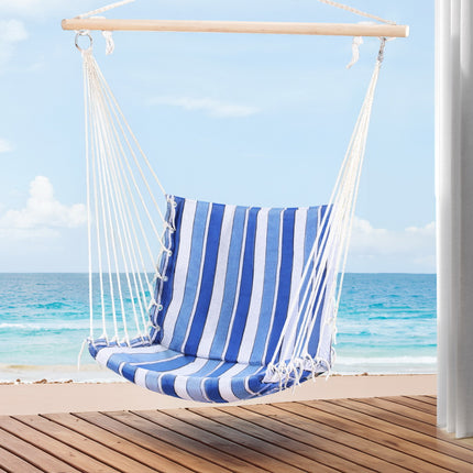 Gardeon Hammock Chair Swing Camping Mesh Cream.