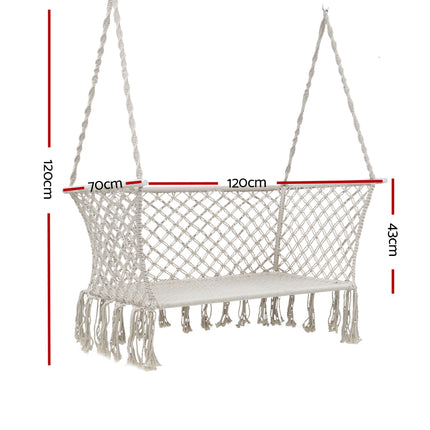 Gardeon Hammock Chair Outdoor Portable Camping Hammocks 2 Person Cream.