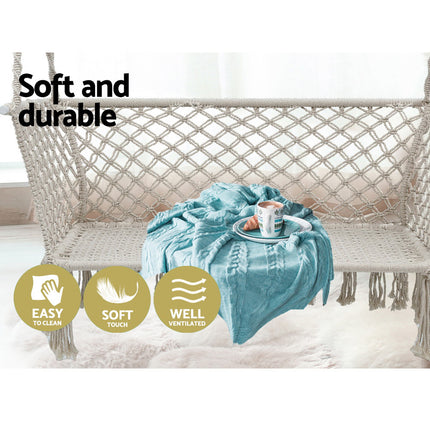 Gardeon Hammock Chair Outdoor Portable Camping Hammocks 2 Person Cream.