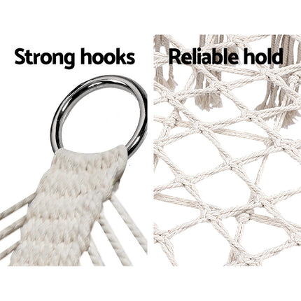 Gardeon Hammock Chair Outdoor Portable Camping Hammocks 2 Person Cream.