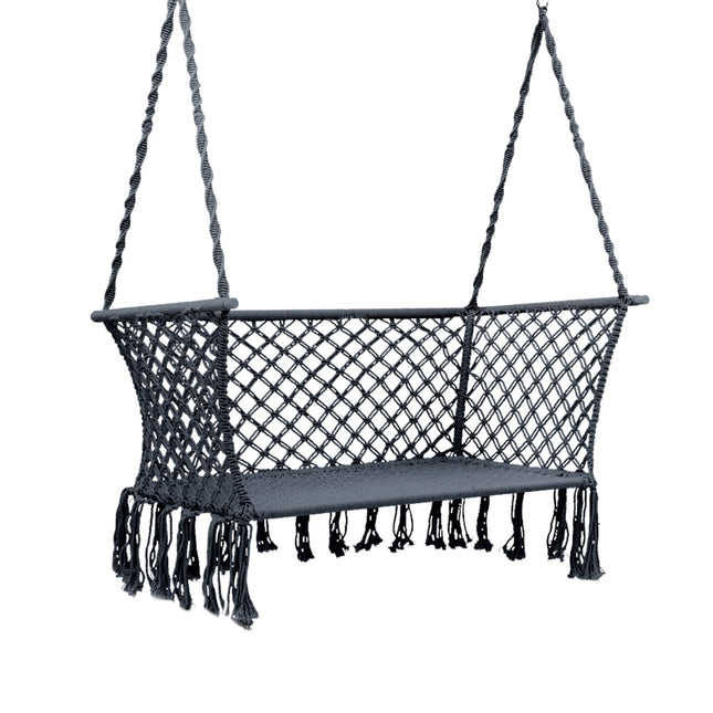 Gardeon Hammock Chair Outdoor Portable Camping Hammocks 2 Person Grey.