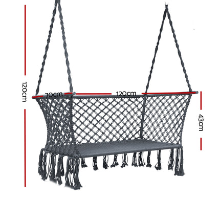 Gardeon Hammock Chair Outdoor Portable Camping Hammocks 2 Person Grey.