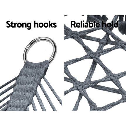 Gardeon Hammock Chair Outdoor Portable Camping Hammocks 2 Person Grey.