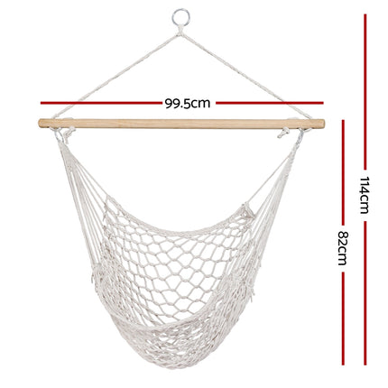 Gardeon Hammock Chair Outdoor Hanging Camping Mesh Indoor Cream.