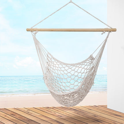 Gardeon Hammock Chair Outdoor Hanging Camping Mesh Indoor Cream.