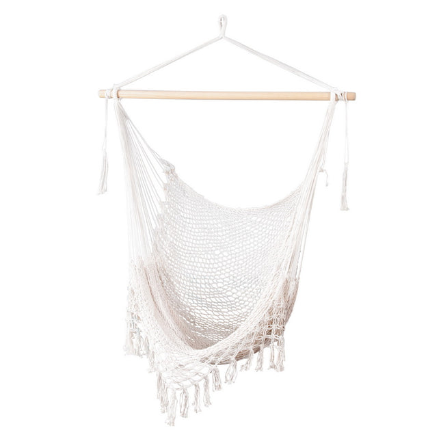 Gardeon Hammock Chair Swing Camping Mesh Cream.