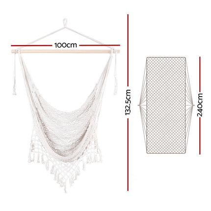 Gardeon Hammock Chair Swing Camping Mesh Cream.