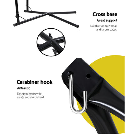 Gardeon Hammock Chair Outdoor Camping Hanging with Steel Stand Cream.