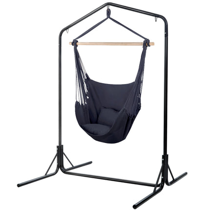 Gardeon Outdoor Hammock Chair with Stand Swing Hanging Hammock with Pillow Grey.