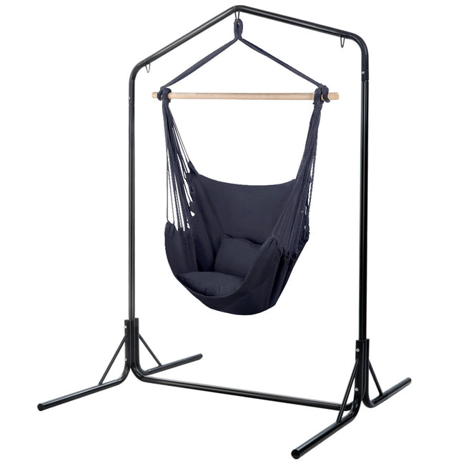 Gardeon Outdoor Hammock Chair with Stand Swing Hanging Hammock with Pillow Grey.