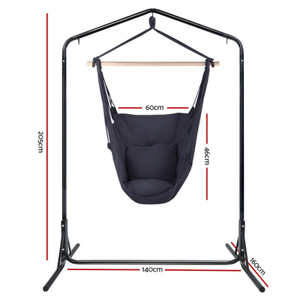 Gardeon Outdoor Hammock Chair with Stand Swing Hanging Hammock with Pillow Grey.