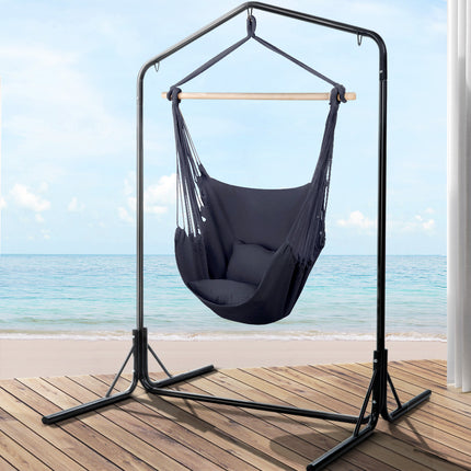 Gardeon Outdoor Hammock Chair with Stand Swing Hanging Hammock with Pillow Grey.