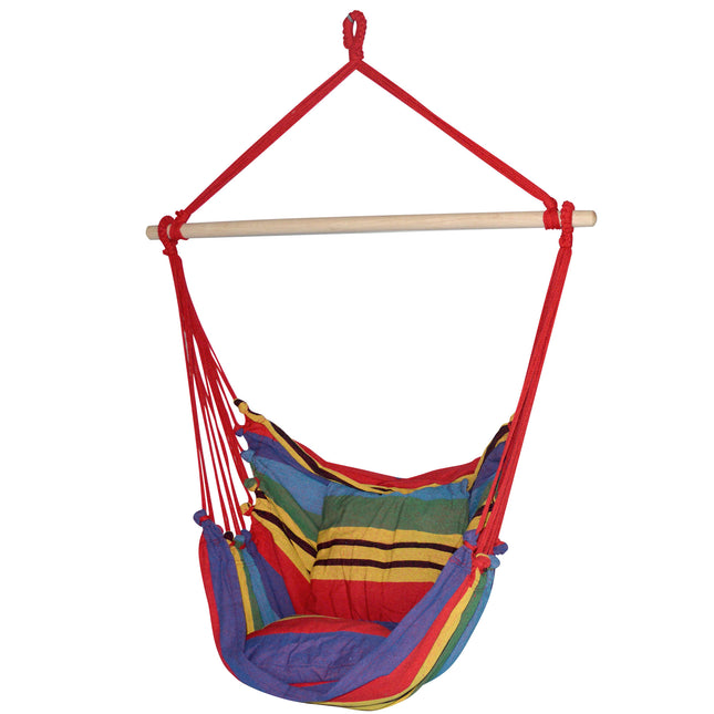 Gardeon Hammock Chair Outdoor Camping Hanging Hammocks Cushion Pillow Rainbow.