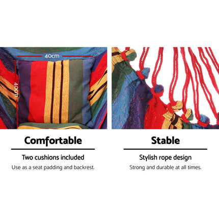 Gardeon Hammock Chair Outdoor Camping Hanging with Steel Stand Rainbow.