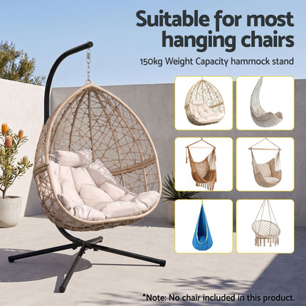 Gardeon Hammock Stand 150kg Capacity Metal Frame for Hanging Chairs Black