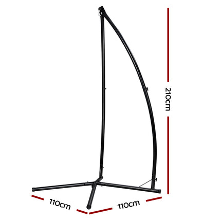 Gardeon Hammock Chair Steel Stand Outdoor Furniture Heavy Duty Black.