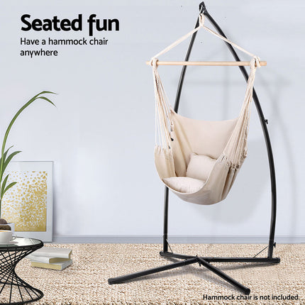 Gardeon Hammock Chair Steel Stand Outdoor Furniture Heavy Duty Black.