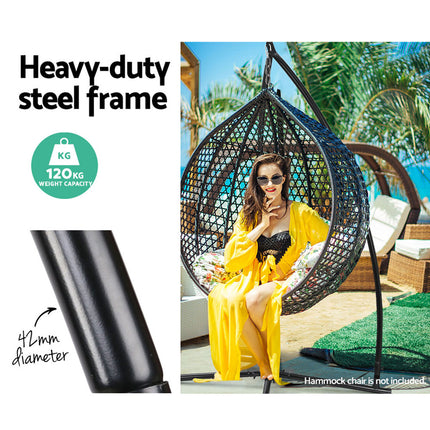 Gardeon Hammock Chair Steel Stand Outdoor Furniture Heavy Duty Black.