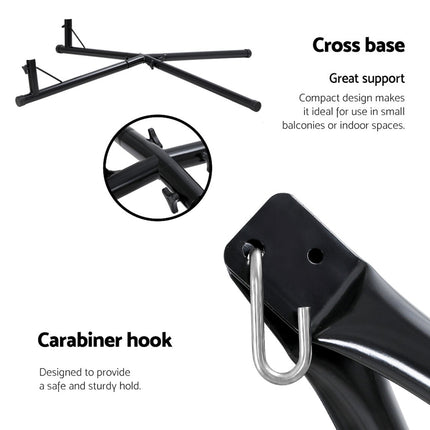 Gardeon Hammock Chair Steel Stand Outdoor Furniture Heavy Duty Black.