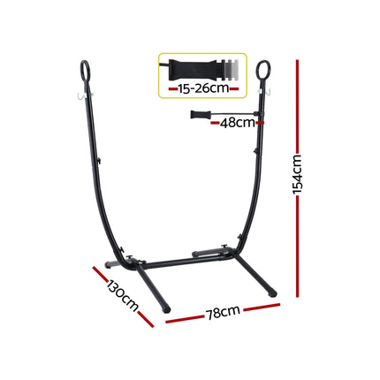 Gardeon Hammock Chair Stand Iron Frame w/ Phone Holder Black.