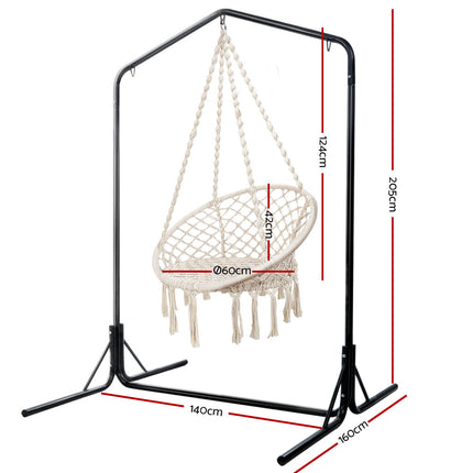 Gardeon Hammock Chair Outdoor Camping Hanging with Steel Stand Rainbow.