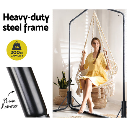 Gardeon Hammock Chair Outdoor Camping Hanging with Steel Stand Rainbow.