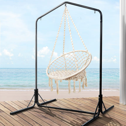 Gardeon Hammock Chair Outdoor Camping Hanging with Steel Stand Rainbow.