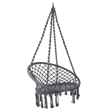 Gardeon Hammock Chair Outdoor Hanging Macrame Cotton Indoor Grey.