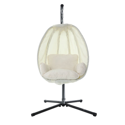 Gardeon Outdoor Egg Swing Chair Patio Furniture Pod Stand Canopy Foldable Grey.